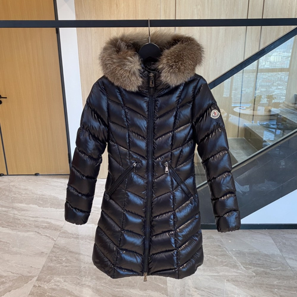 Chevron Gloss Long Down Coat