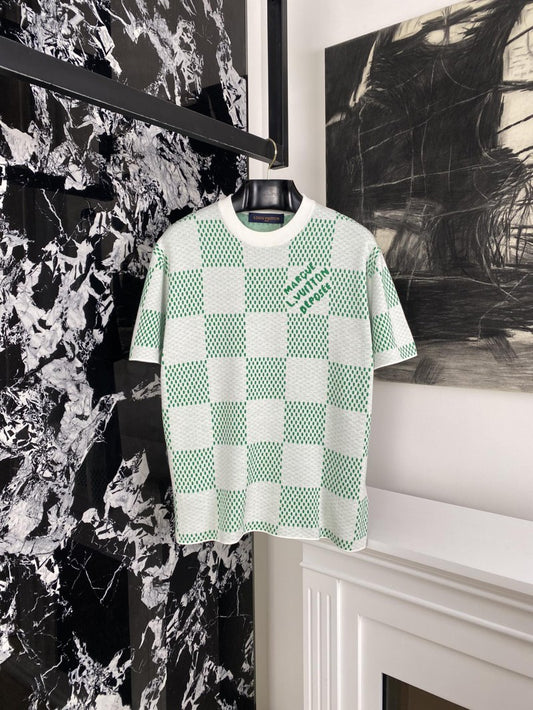 Checkered Knit T-Shirt Green