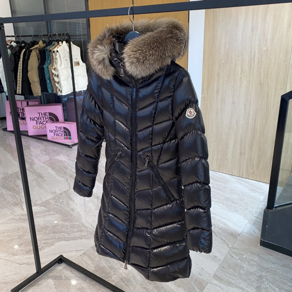 Chevron Gloss Long Down Coat
