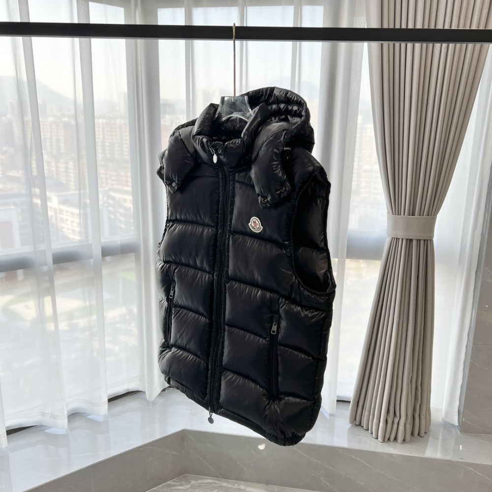 Gloss Black Hooded Gilet