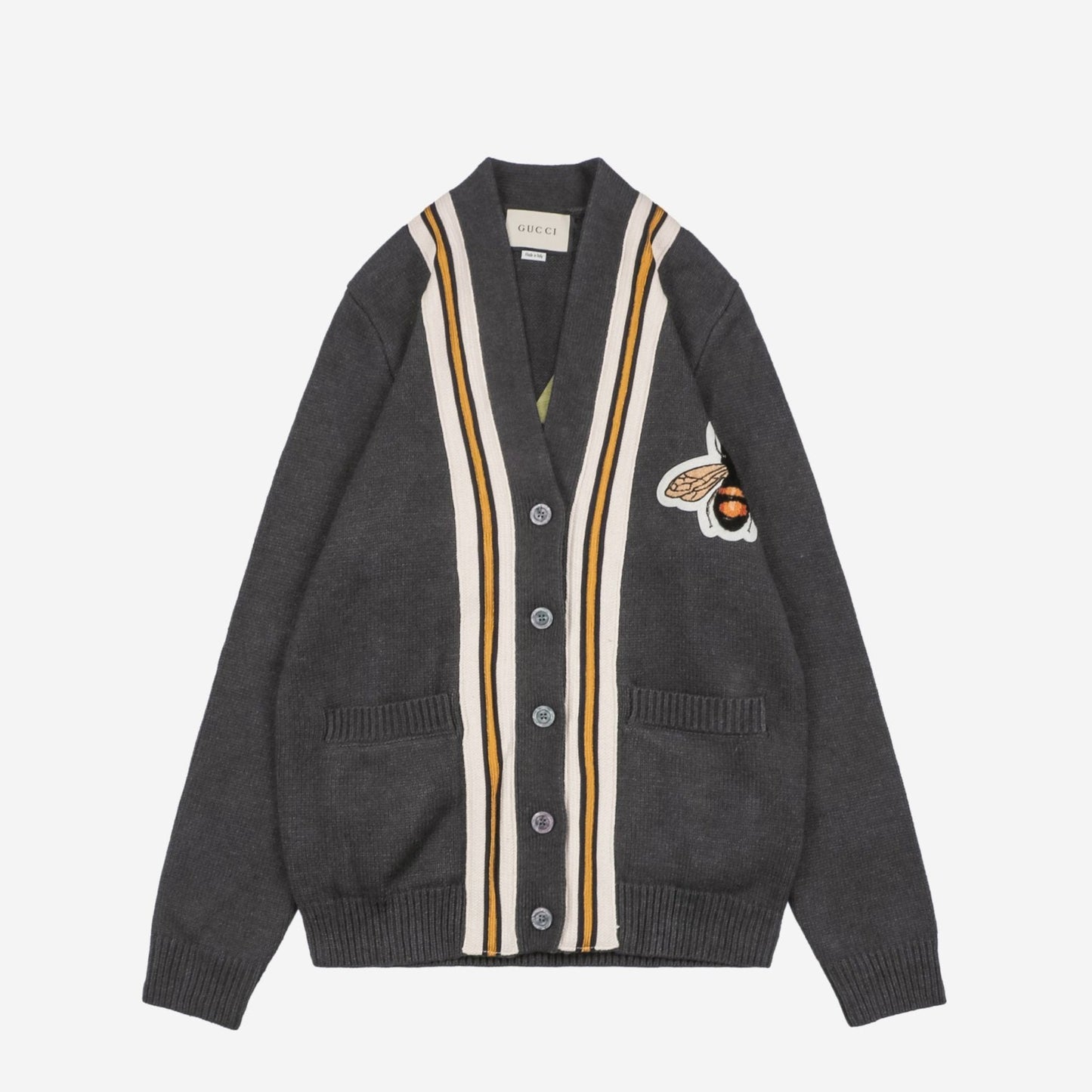 Gucc1 Cotton Jersey Cardigan Grey