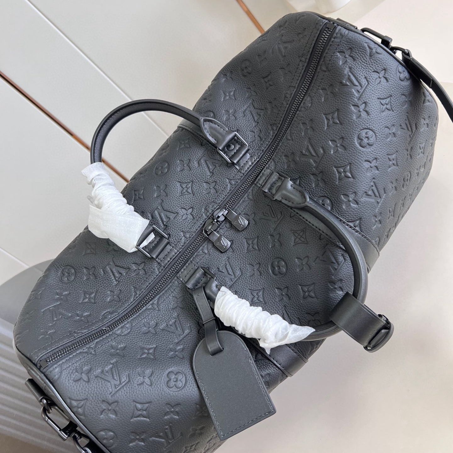 Monogram Shadow Black Leather Duffle Bag