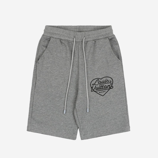 Printed Heart Light Grey Shorts