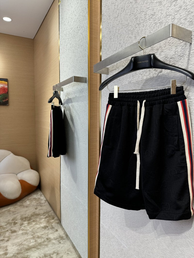 Jacquard Webbing Knit Short Black