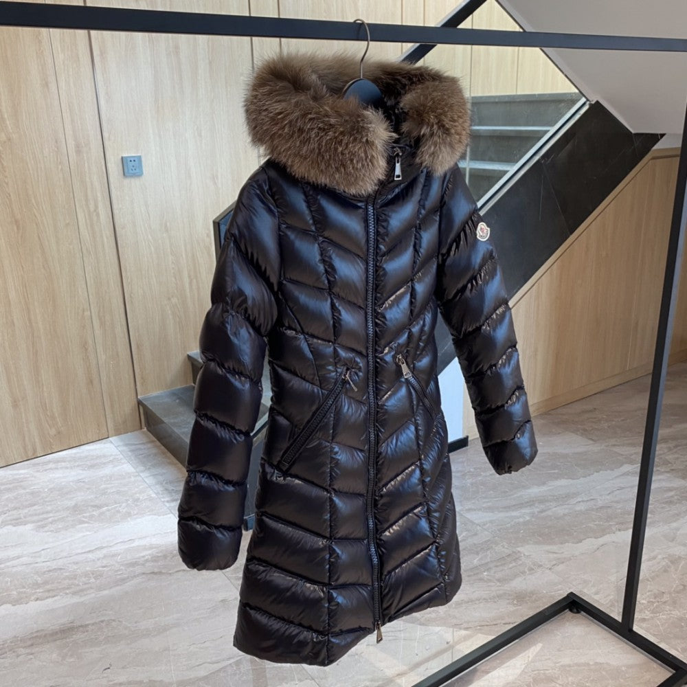 Chevron Gloss Long Down Coat