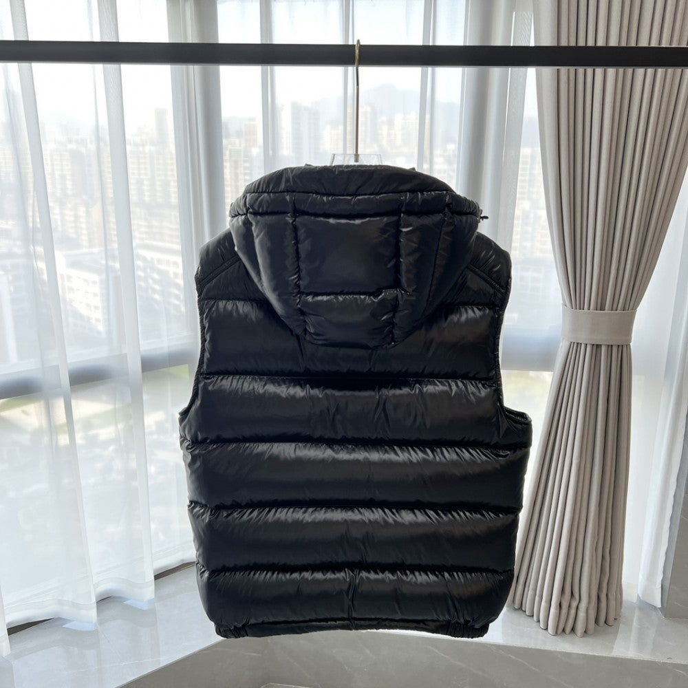 Gloss Black Hooded Gilet