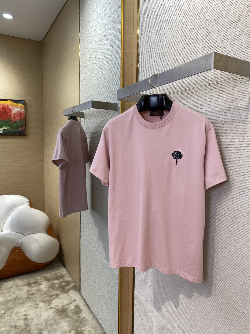 Rose Embroidery Pink T-Shirt