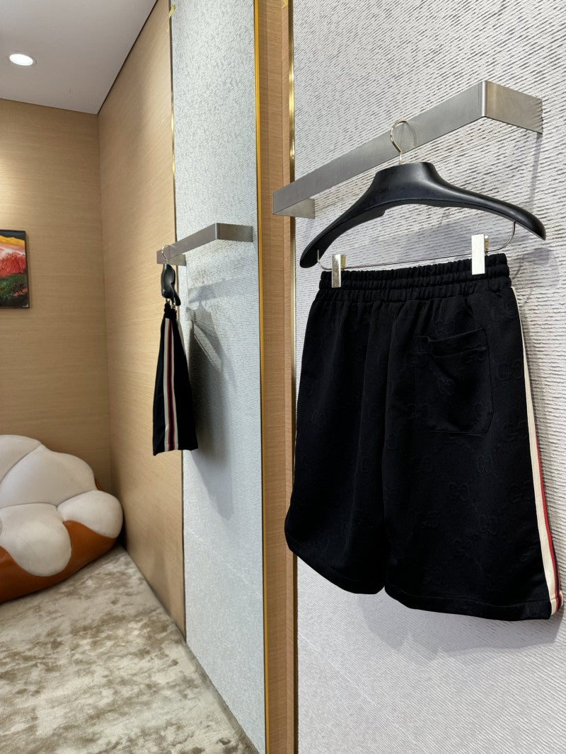 Jacquard Webbing Knit Short Black