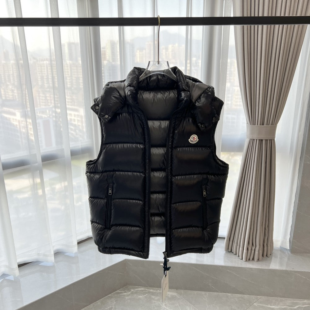 Gloss Black Hooded Gilet