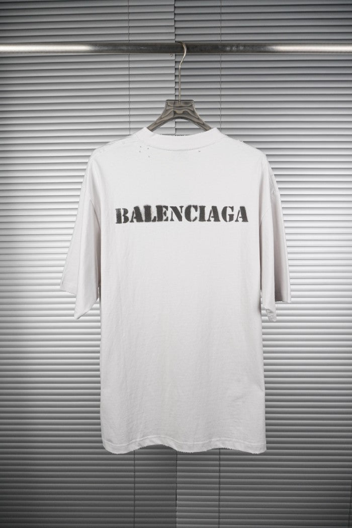 Blurred Letter White T Shirt