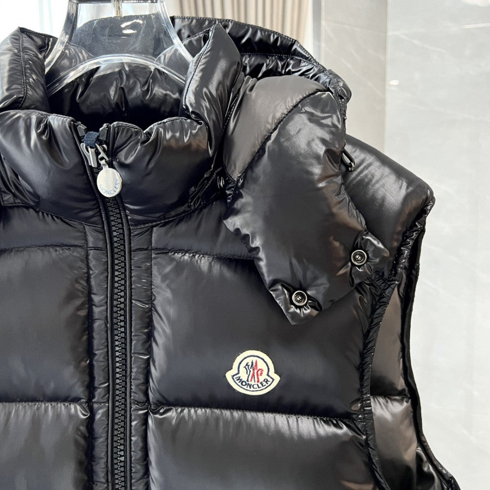 Gloss Black Hooded Gilet