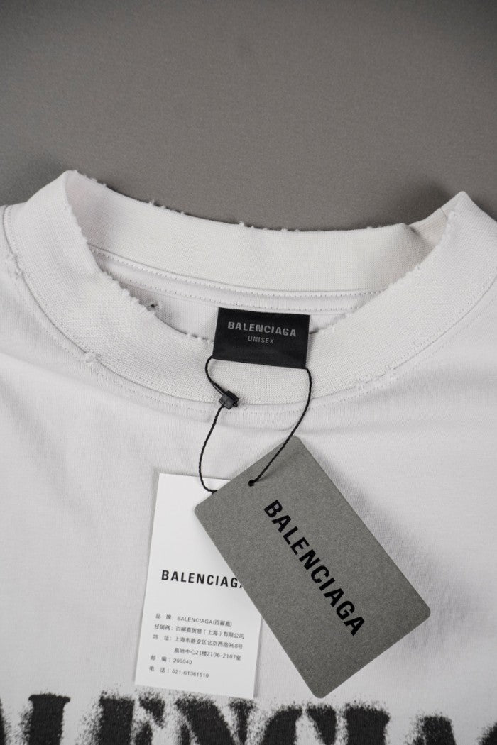 Blurred Letter White T Shirt