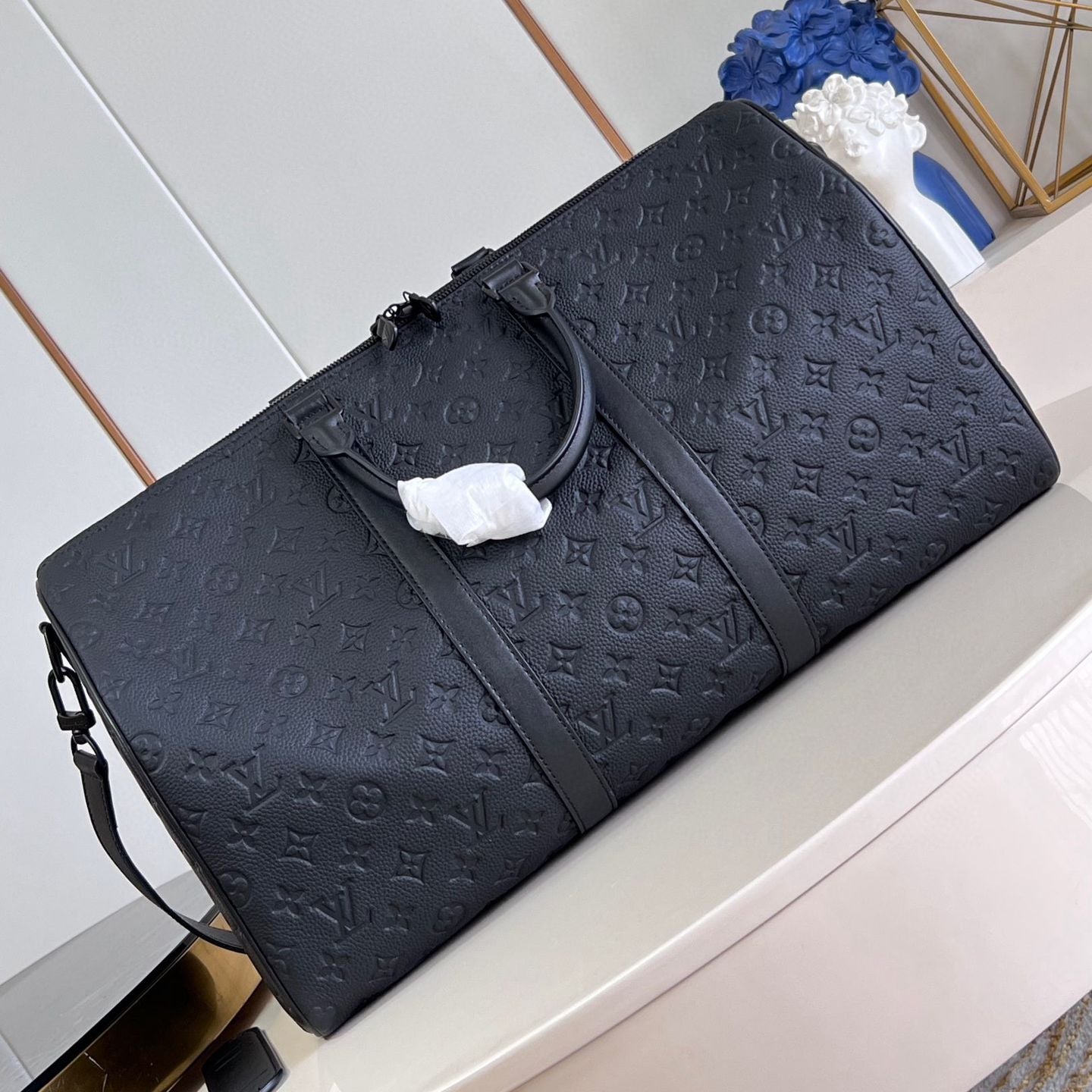 Monogram Shadow Black Leather Duffle Bag