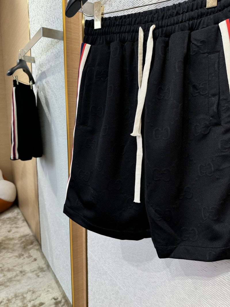 Jacquard Webbing Knit Short Black