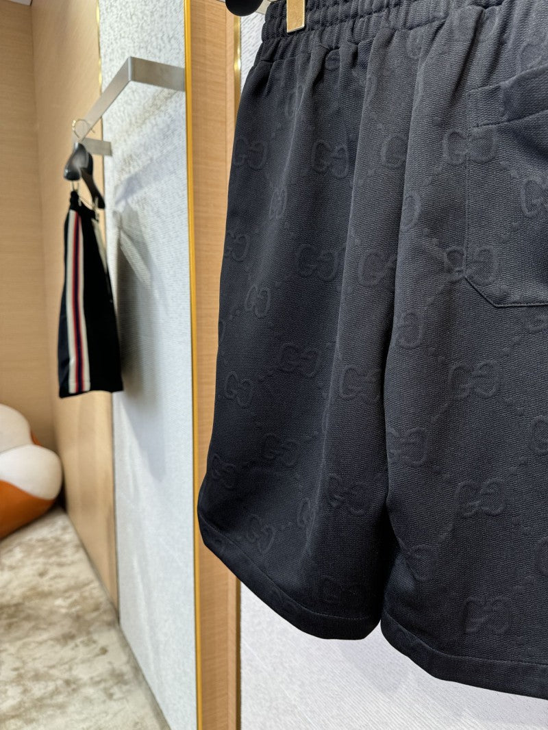Jacquard Webbing Knit Short Black