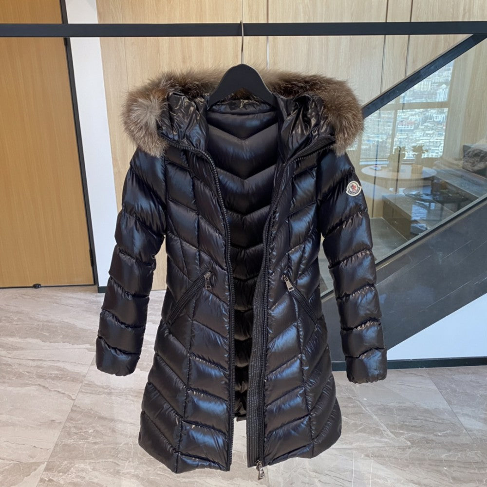 Chevron Gloss Long Down Coat