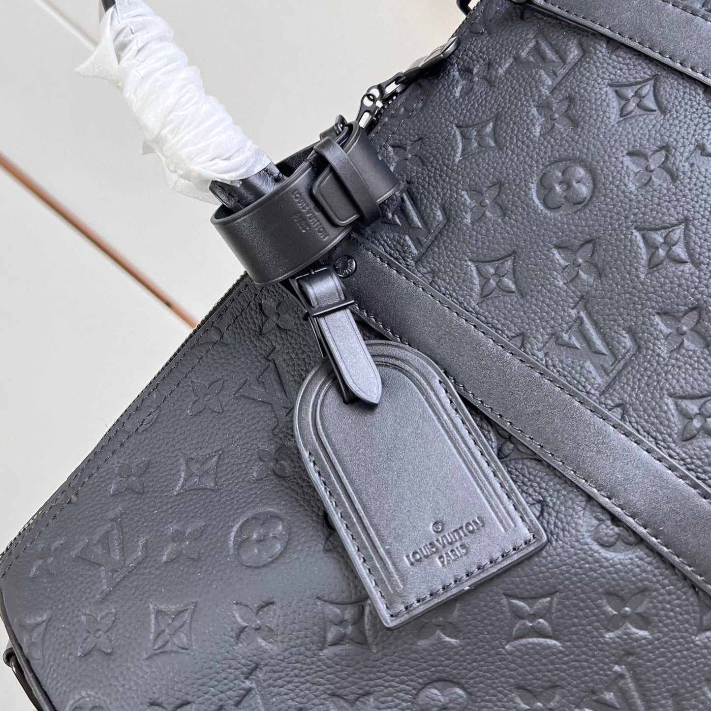 Monogram Shadow Black Leather Duffle Bag