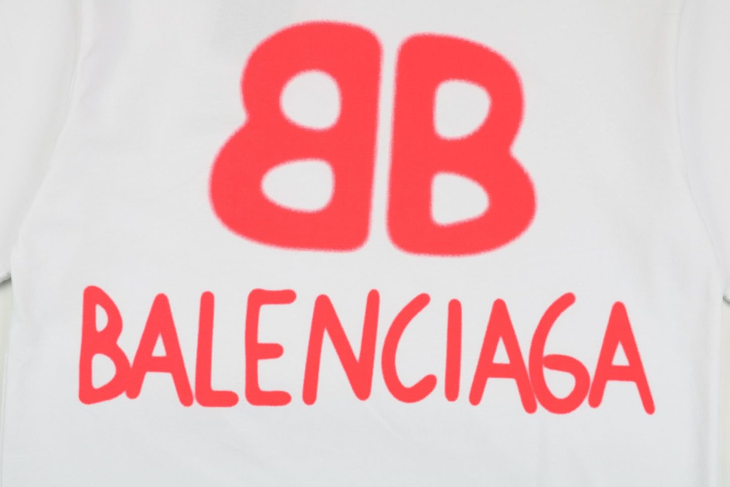 Balenci Large BB Print T-Shirt White Red