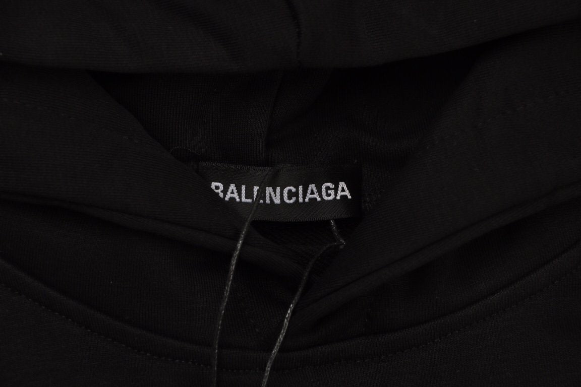 Balenci Heart Logo Hoodie Black