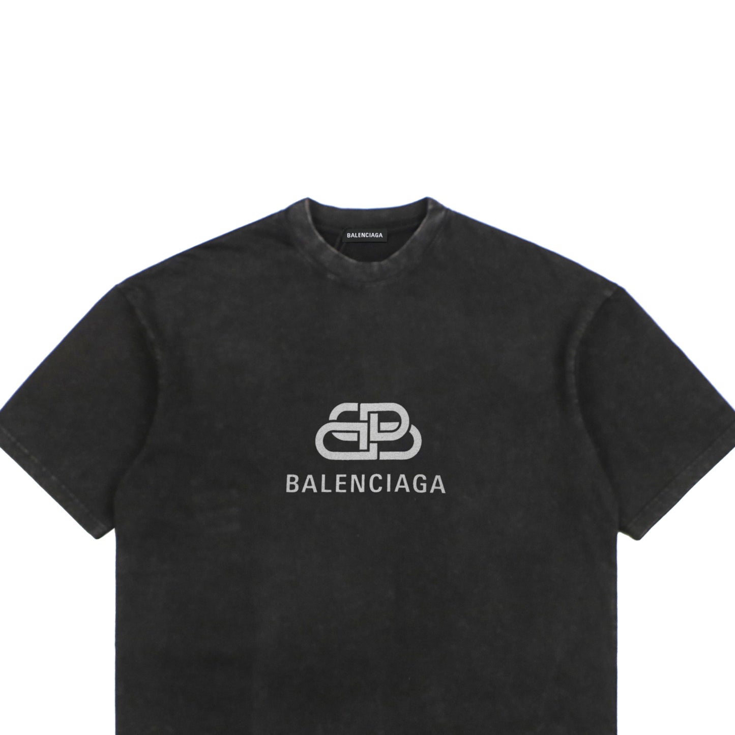 Balenci BB Logo T-Shirt Washed Out Black