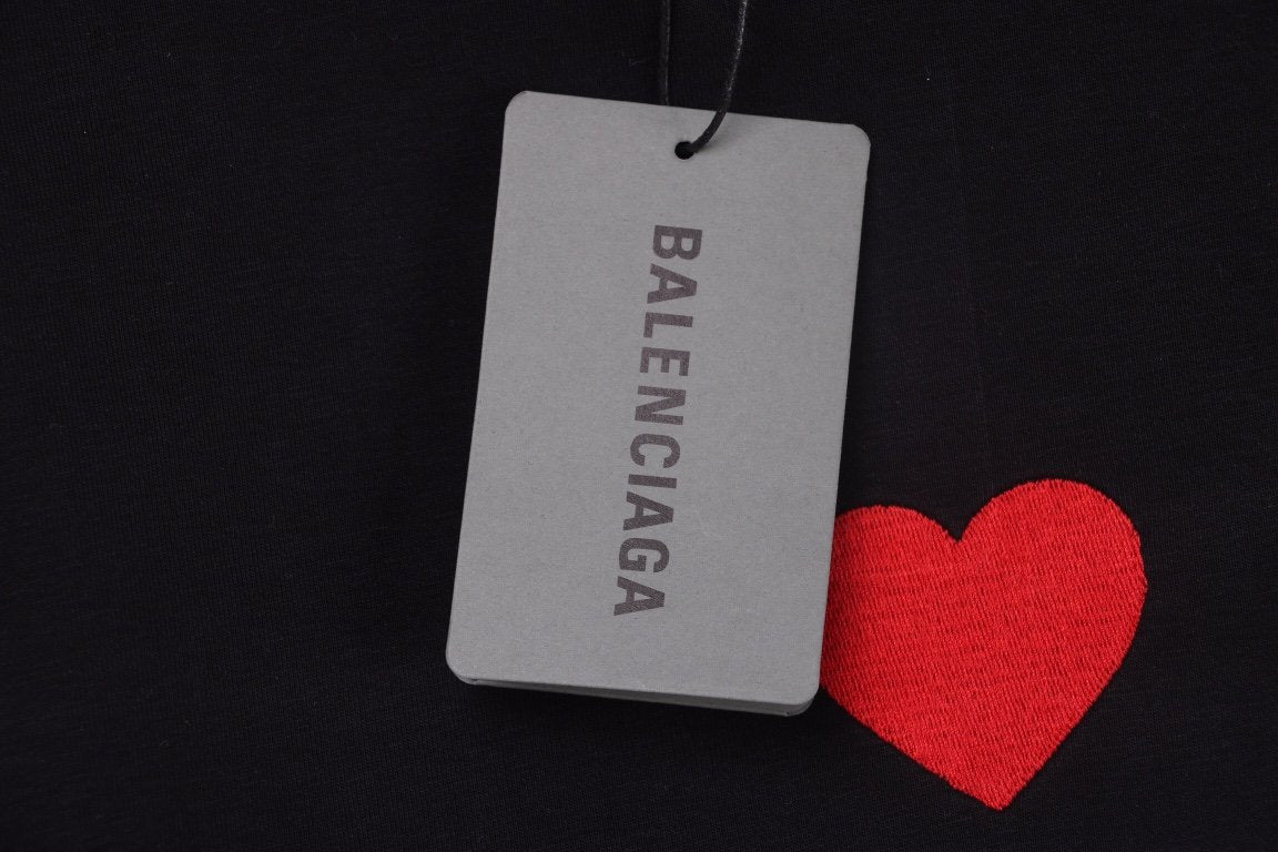 Balenci Heart Logo Hoodie Black