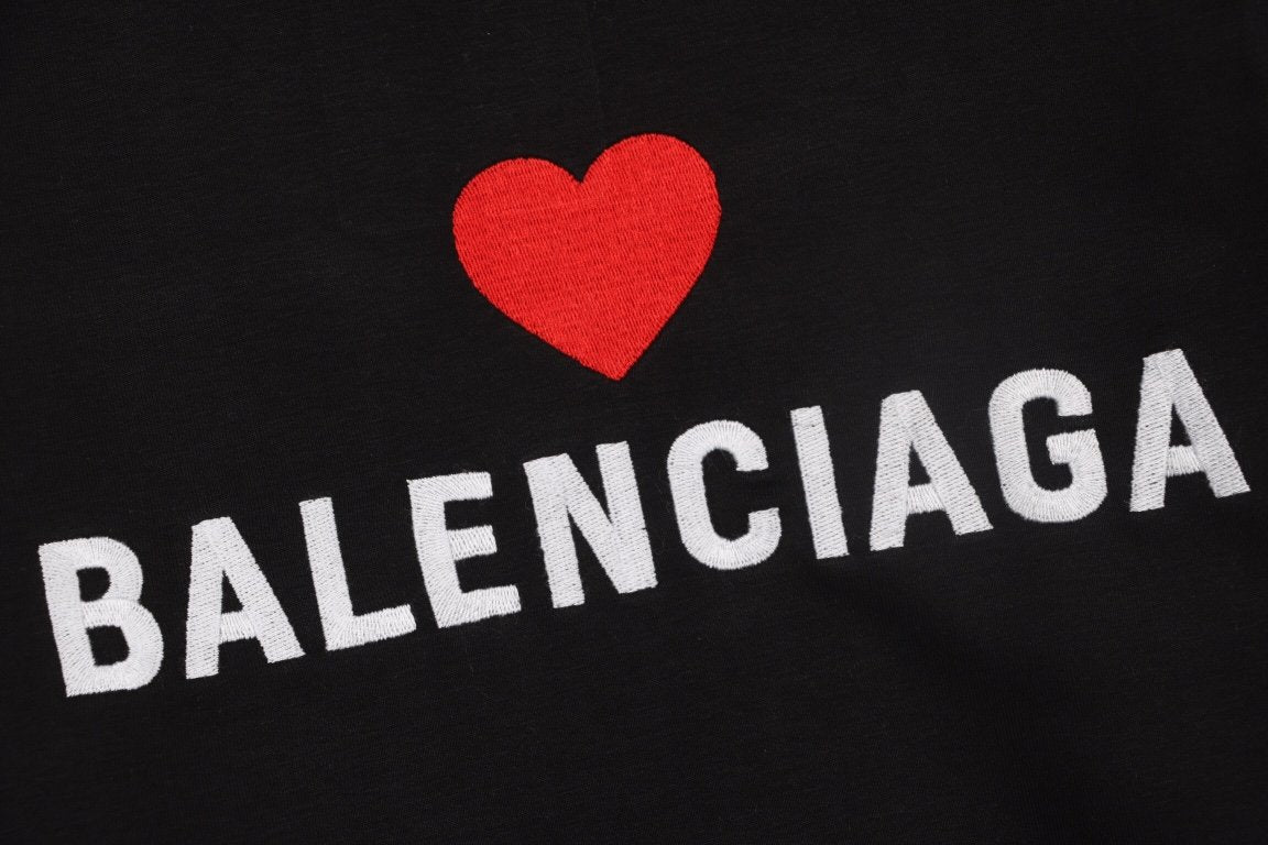 Balenci Heart Logo Hoodie Black