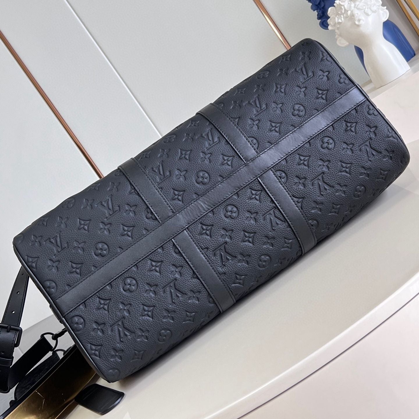 Monogram Shadow Black Leather Duffle Bag
