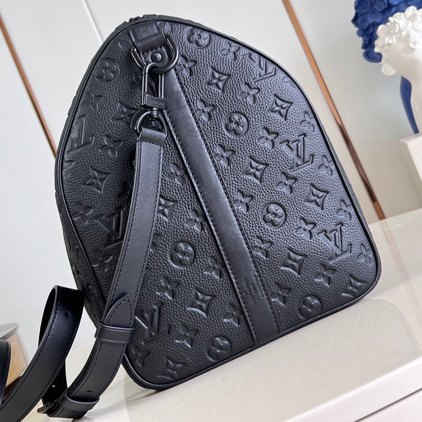 Monogram Shadow Black Leather Duffle Bag