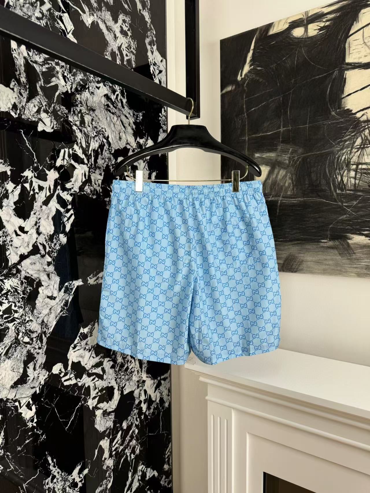 Blue Nylon Shorts