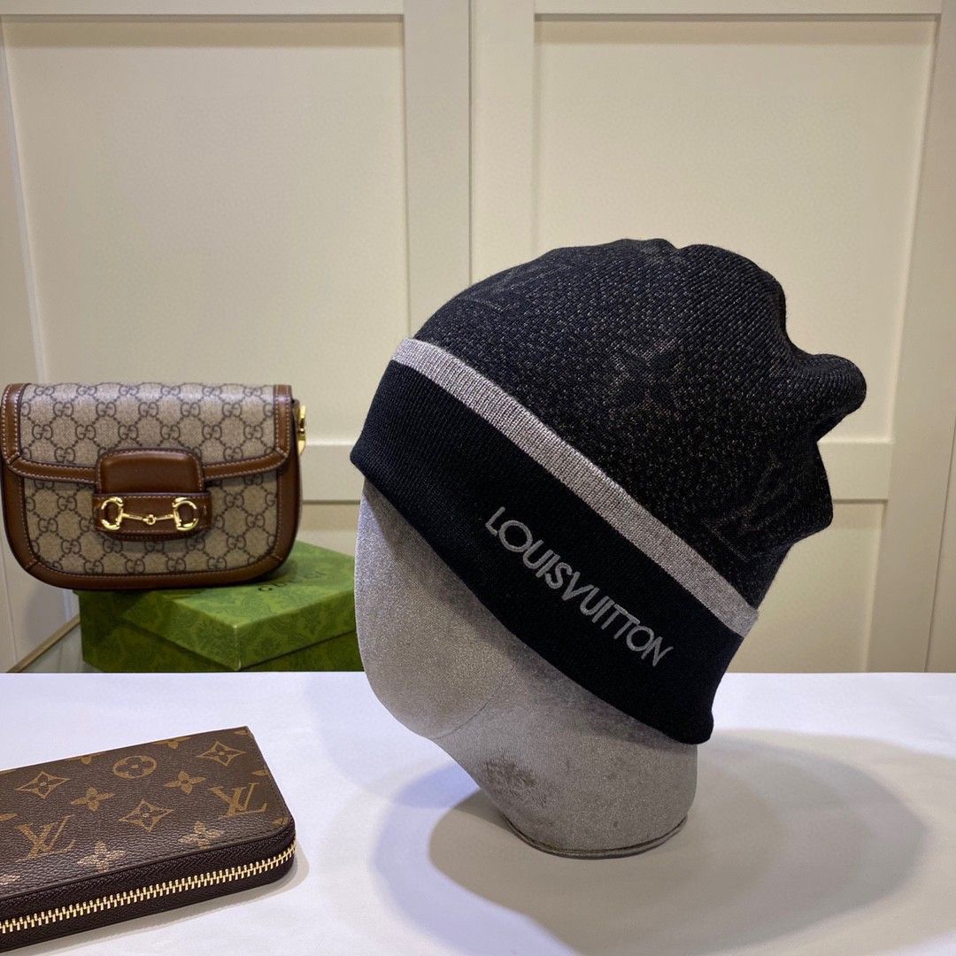 Monogram Knit Beanie Black