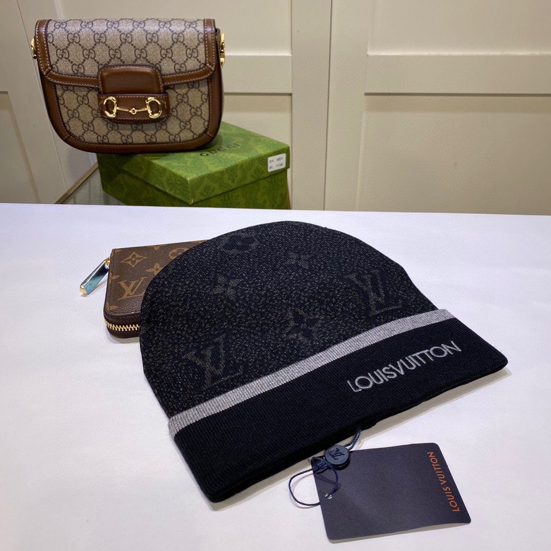 Monogram Knit Beanie Black