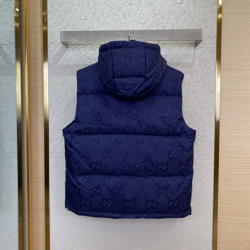 Jacquard Down Vest Navy