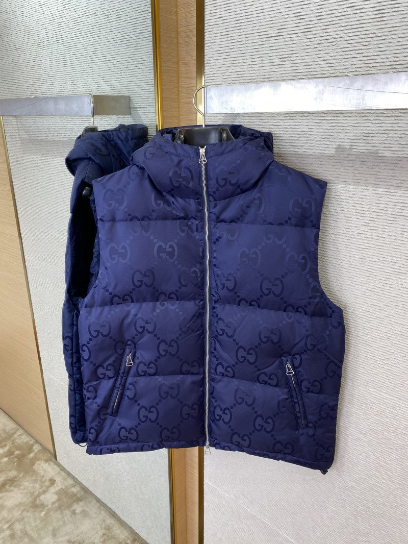 Jacquard Down Vest Navy