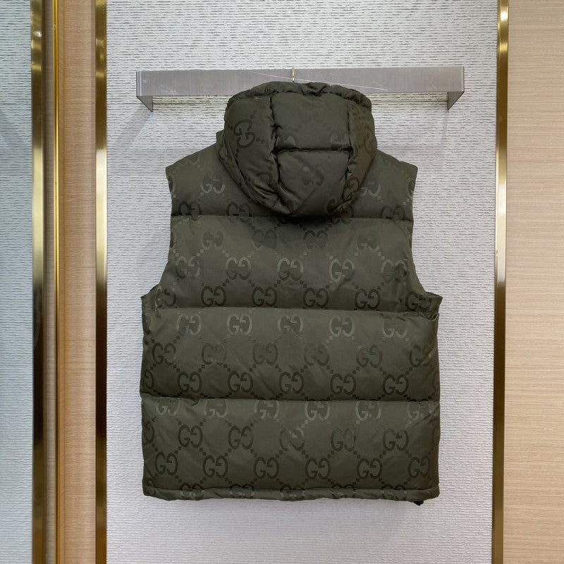 Jacquard Down Vest Khaki