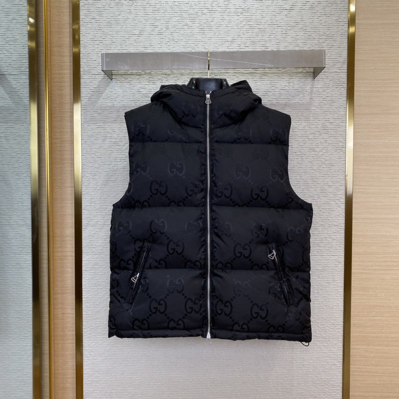 Jacquard Down Vest Black