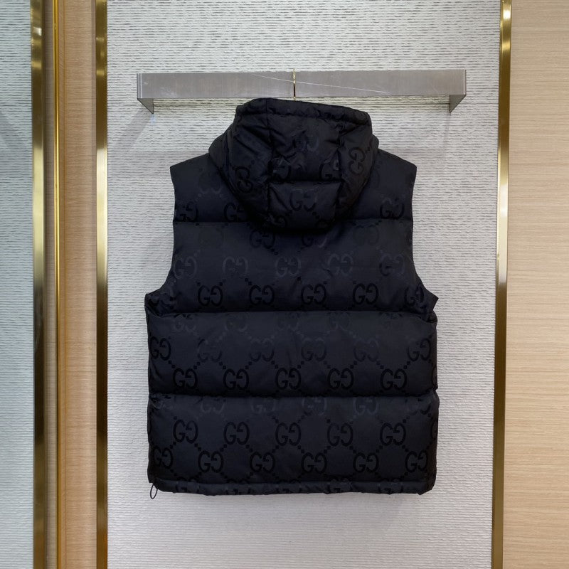 Jacquard Down Vest Black