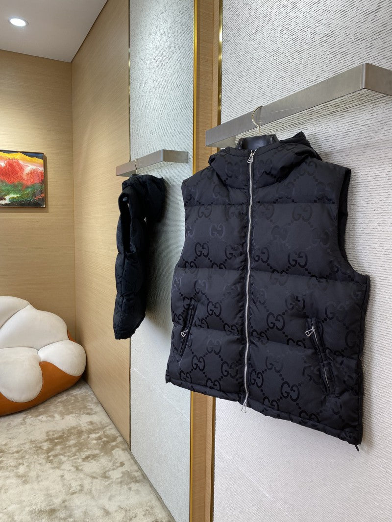 Jacquard Down Vest Black