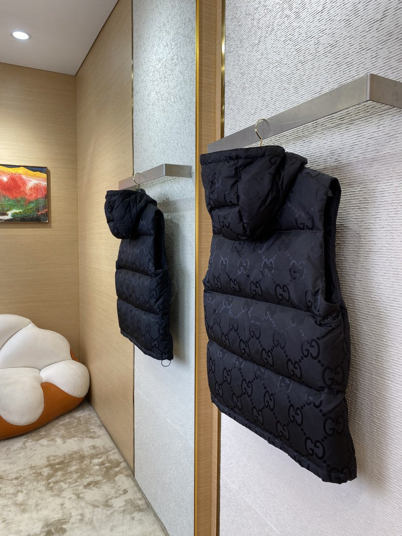 Jacquard Down Vest Black