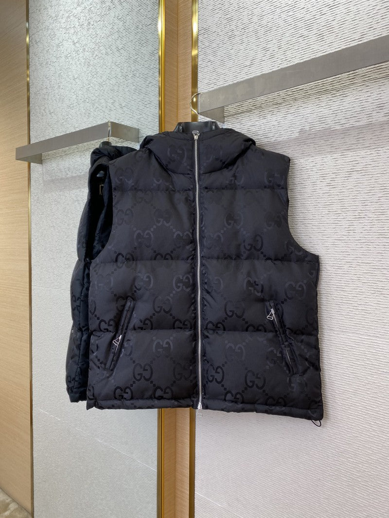 Jacquard Down Vest Black