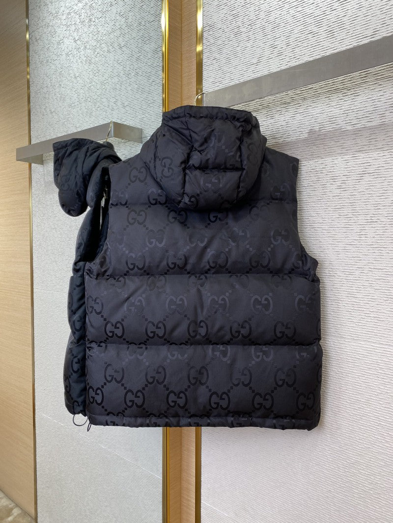 Jacquard Down Vest Black