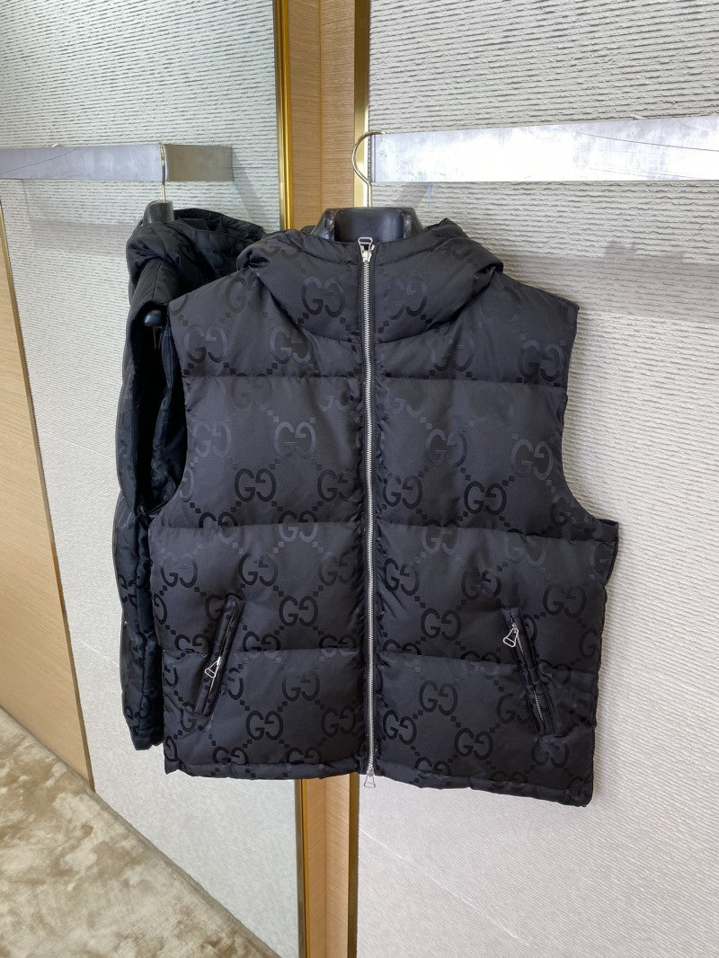Jacquard Down Vest Black