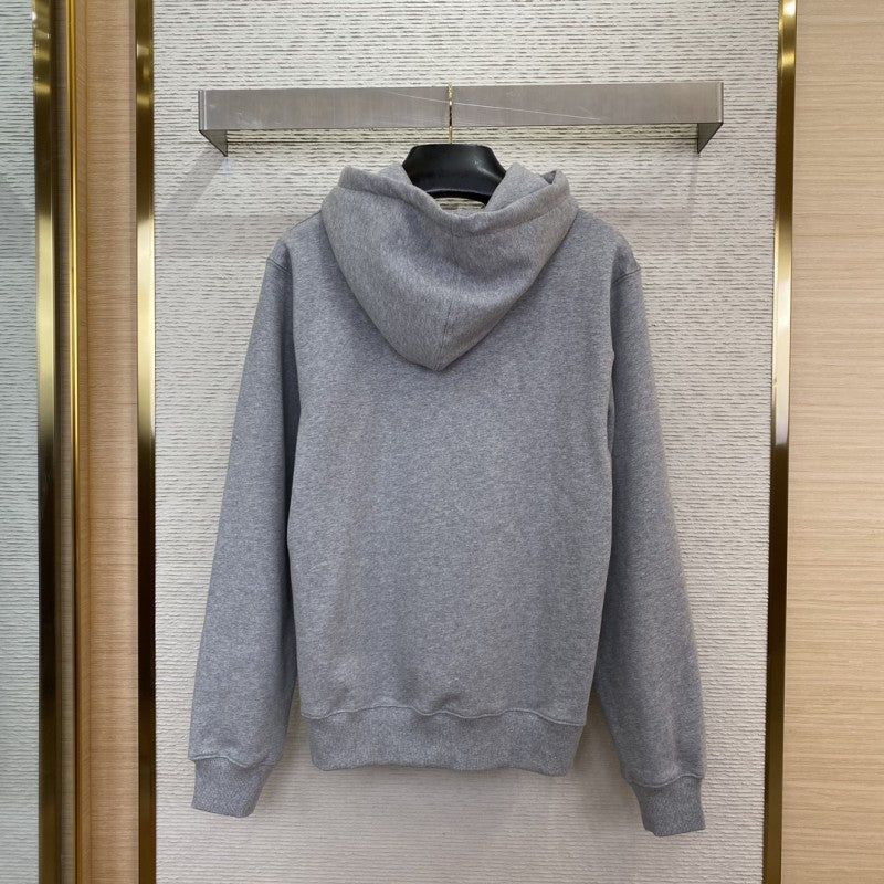 Grey Embroidered Hoodie