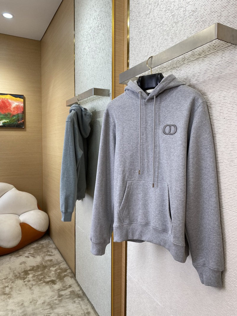 Grey Embroidered Hoodie