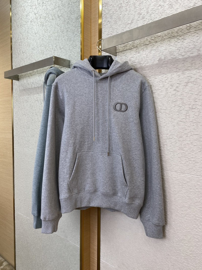 Grey Embroidered Hoodie