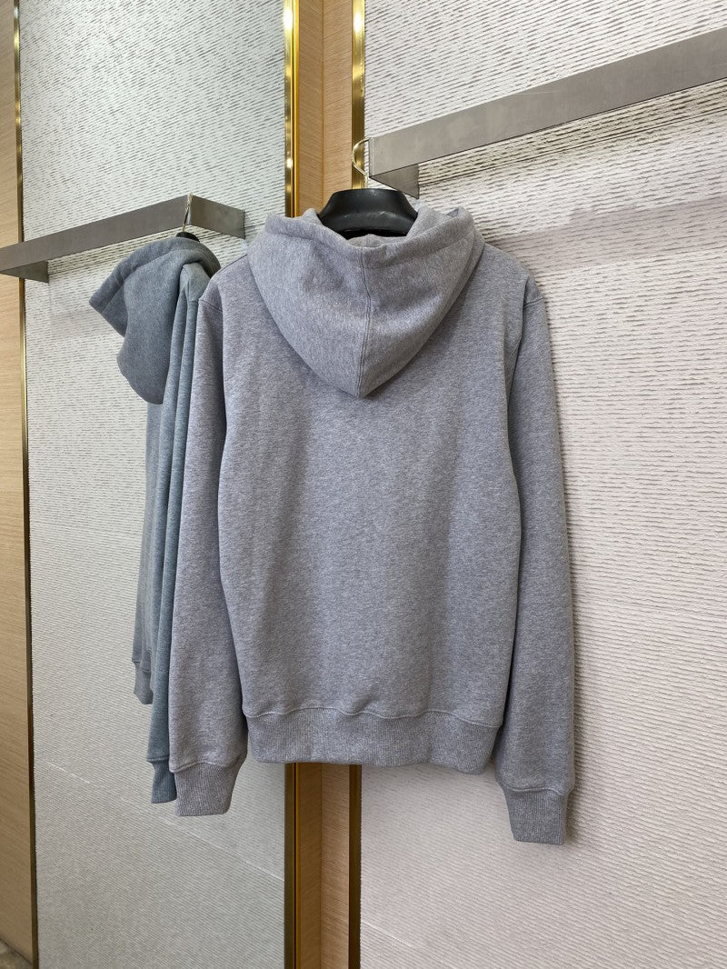 Grey Embroidered Hoodie