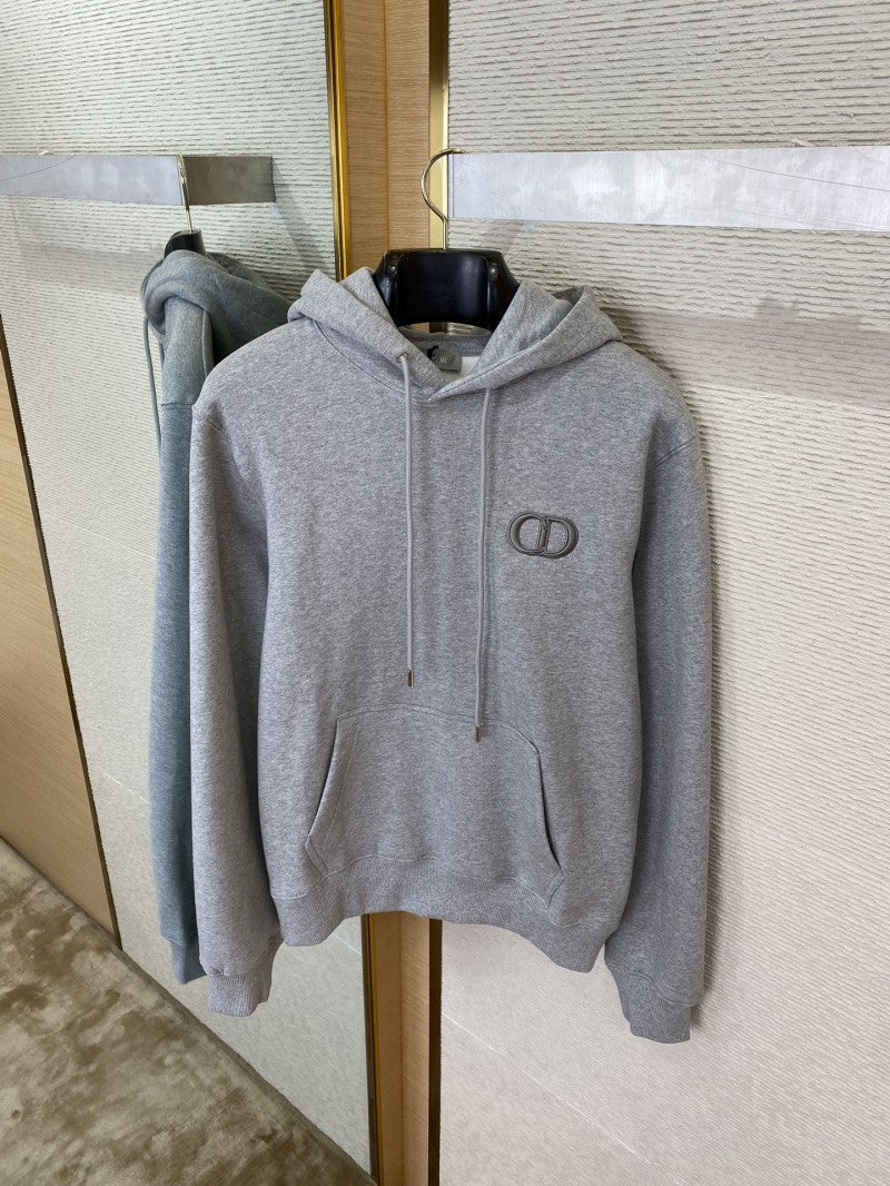 Grey Embroidered Hoodie