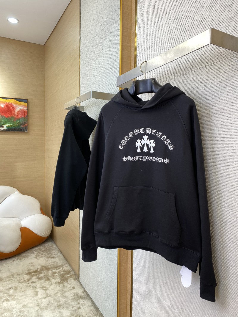 Embroidered Black and White Hoodie