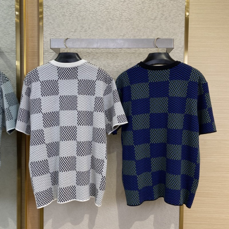 Checkered Knit T-Shirt