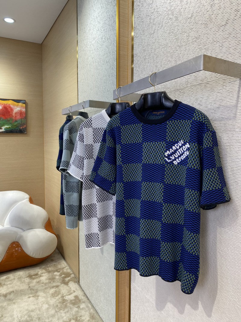 Checkered Knit T-Shirt