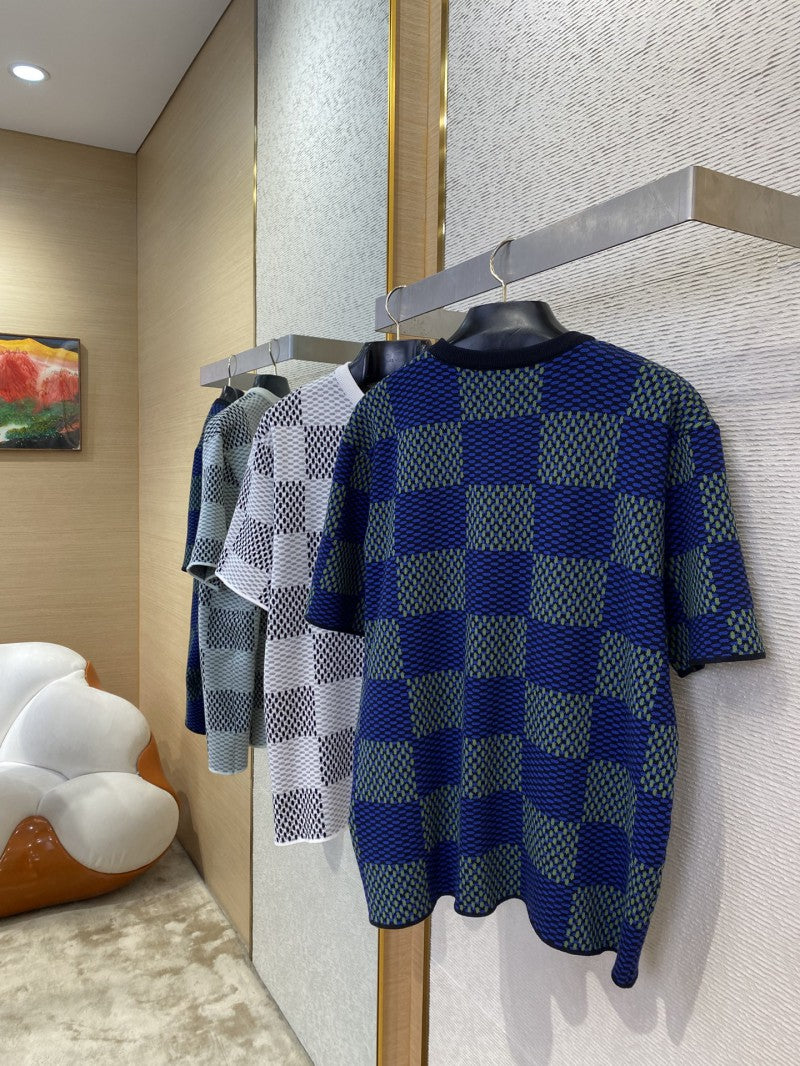 Checkered Knit T-Shirt